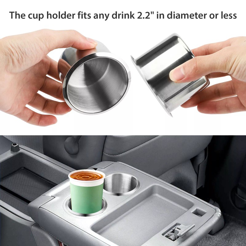 NSI 2x Universal Stainless Steel Cup Drink Holders for Car