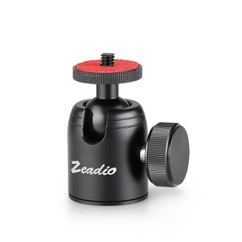 Zeadio Tripod Mini Ball Head, Metal Mount Adapter with 1/4" and 3/8" Thread Hole for Cameras, Camcorder, DSLR, Monopod, Slider, Tripod, Selfie Stick etc