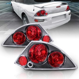 AmeriLite Black Replacement Brake Taillights Set For 2000-2005 Mitsubishi Eclipse - Passenger and Driver Side