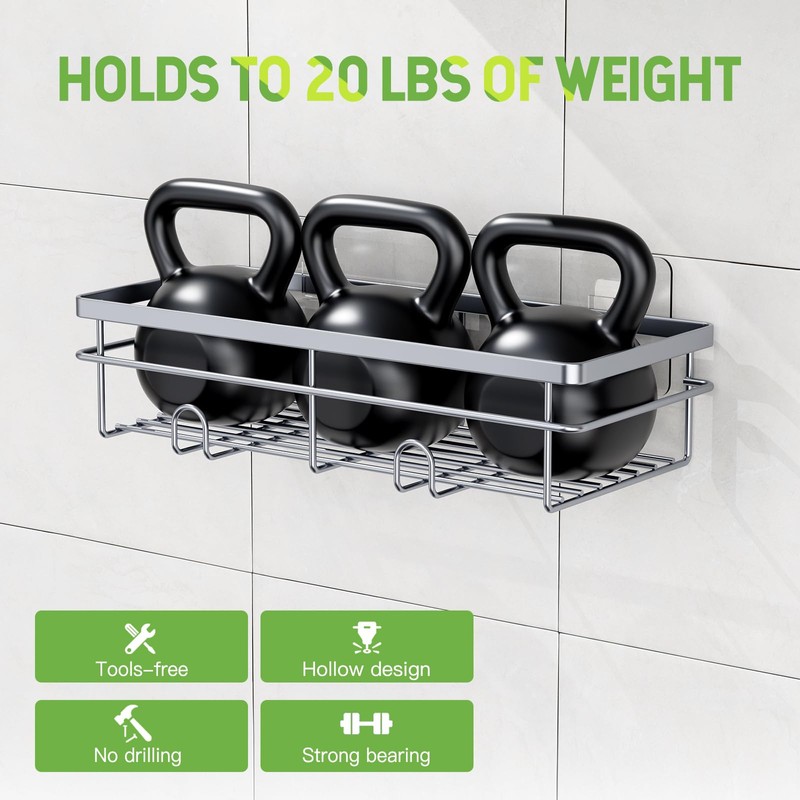 Uamector Shower Shelf, No Drilling, Rustproof, Bathroom Shelf, Shampoo Holder