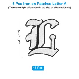 PATIKIL Old English Iron on Letter Patches, 6Pcs Embroidered Applique Sew on Iron on Patches for Clothing Backpacks Hats Jackets Shirts, Letter L