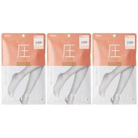 Astigu AP6002 Women's Stockings, Tightening, Compression (3 Pair Set), baby beige