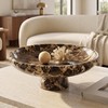 Marble Fruit Bowl with Pedestal, 9.8" Emperador Dark Decorative Bowl