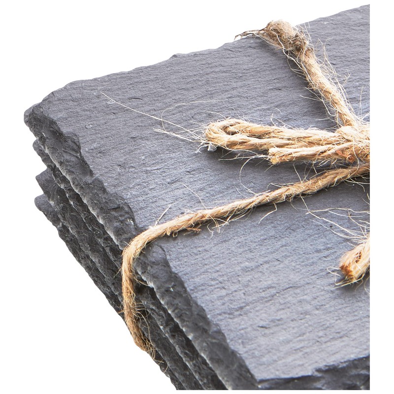 Urban Living Set of 4 Square Slate Coaster for Drinks