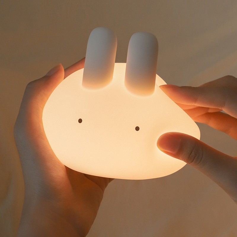 Cute Rabbit Night Light Silicone Bunny Tabletop Lamp 2700K Warm