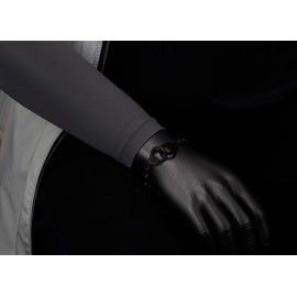 COOLSTEELANDBEYOND Stainless Steel Mens Womens Handcuff Bracelet, Link Chain Bangle, Black Color Polished