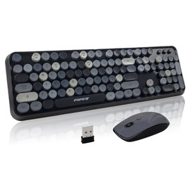 FOPETT Keyboard and Mouse Sets Wireless Keyboard and Mouse Sets,Reliable 2.4 GHz Connectivity for PC,Laptop,Smart TV and More (Grey Colorful)