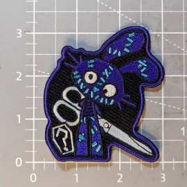 Unbranded Ragdoll Bunny Stitches Scissors Patch Goth Horror Embroidered Iron On 3.25x2.75"