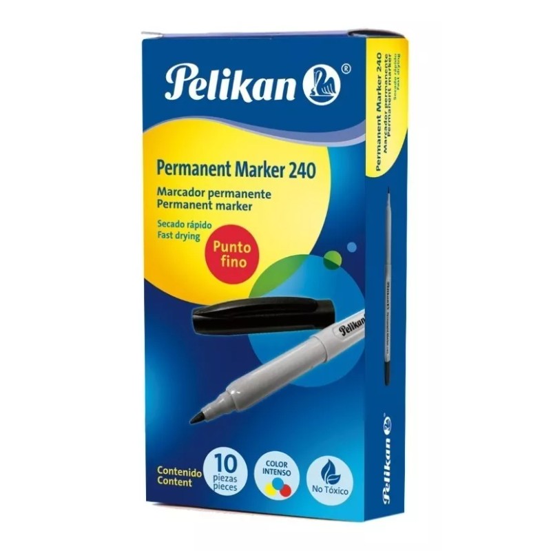 Pelikan 10 Marcadores Permanentes Punta Fina Pelikan Marker 240