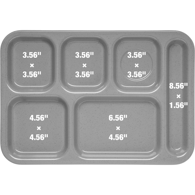 Carlisle FoodService Products Right-Hand 6-Compartment Tray, 10" x 14", Slate