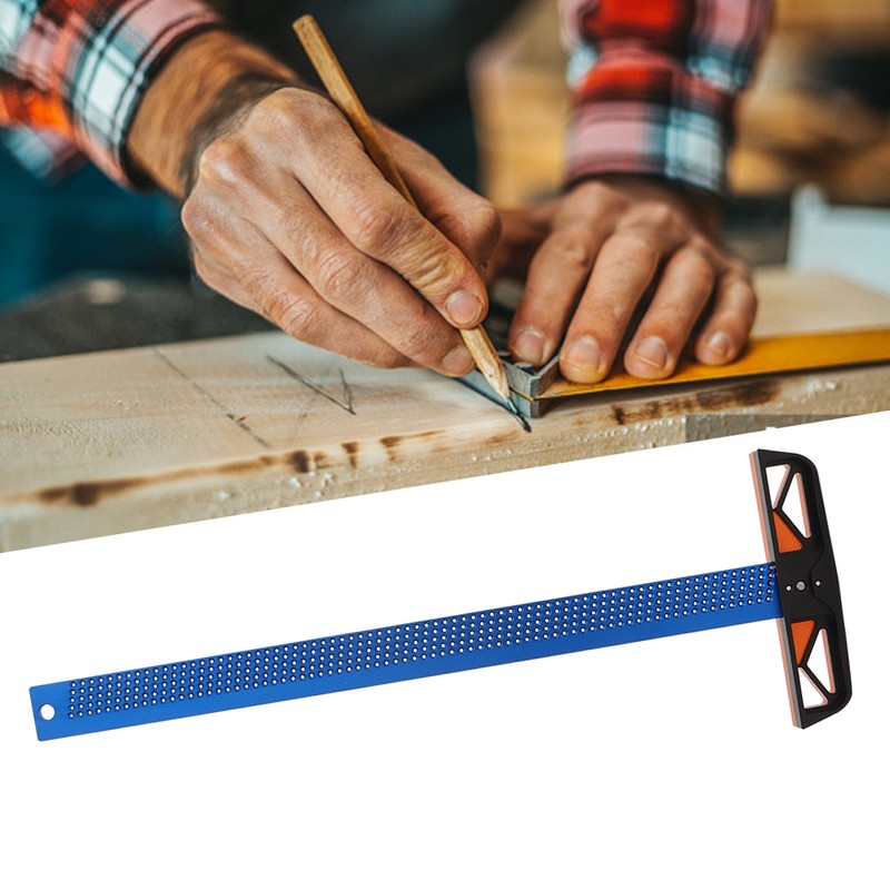 Hole Ruler Aluminum Alloy Multifunctional T Type Square Woodworking Measuring
