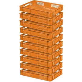 BRB 10x Euro Containers/Stacking Containers, L x W x H 600 x 400 x 90 mm, Capacity 15 Litres (Orange)