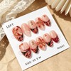 Thanksgiving Press on Nails Medium Almond Fake Nails 5D Brown