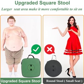 Fishboy Upgraded Square Collapsible Stool, 400lbs Max Weight, Lightweight But Sturdy, Portable Retractable Folding Telescoping Foldable Camping Stool for Adults Outdoor Fishing Hiking Travel BBQ