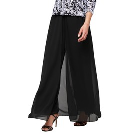 Alex Evenings Women's Wide Leg Chiffon Dress Mother of The Bride, Elegant Party Outfit (Petite and Regular Sizes), Black Pant w/Skirt Overlay