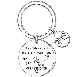 AMZQ Funny Brother Gifts Brothersaurus Keyring Big Brother Birthday Christmas Presents