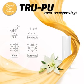 TransOurDream for Joy, Tru-PU Smart Iron on Vinyl Roll for Joy, 5.5''x 8ft Matte White Heat Transfer Vinyl for T-Shirts, Joy HTV Vinyl, Thinner, Soft, Great Stickness, Matless Cutting, Fatory Outlet