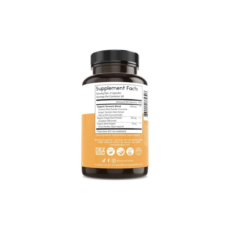 Thomas' Remedies Cúrcuma, Jengibre Y Pimienta Negra 120ct