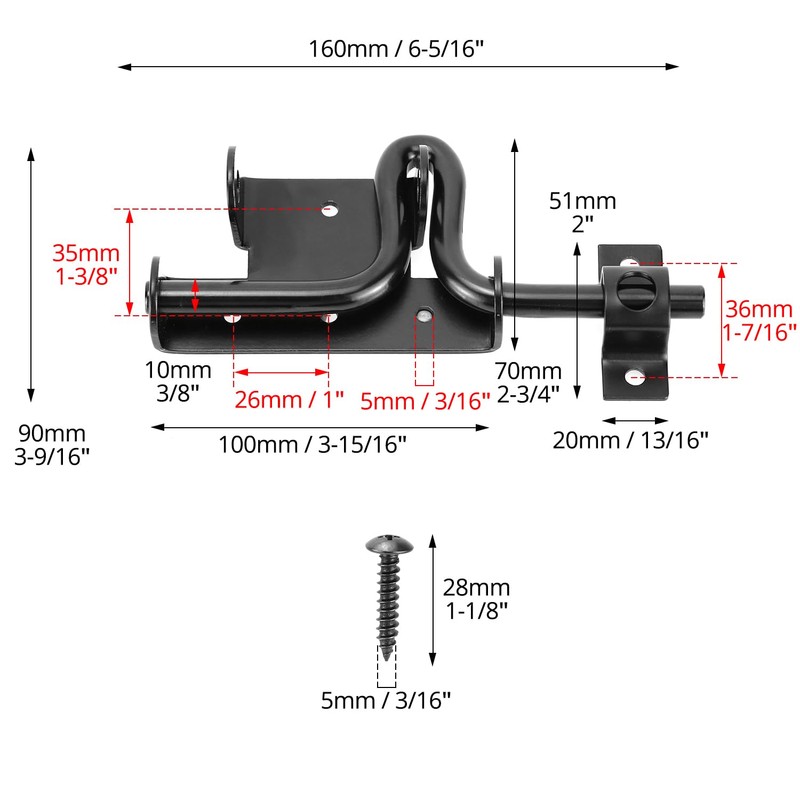 QWORK Slide Bolt Gate Latch, Heavy-Duty Gate Lock with Padlock