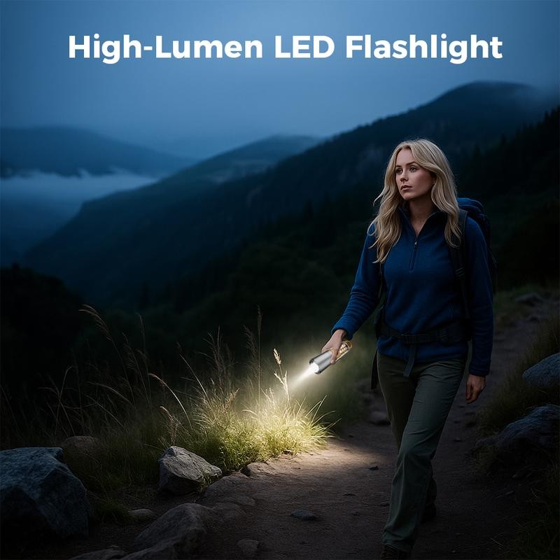 Rechargeable LED Flashlight with 360° Camping Lantern – Super Bright,