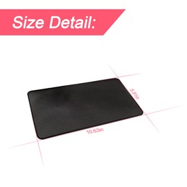 BLAU GRUN Car Dashboard Anti-Slip Rubber Pad, 10.6"x 5.9" Universal Non-Slip Car Magic Dashboard Sticky Adhesive Mat for Phones Sunglasses Keys Electronic Devices and More Use (Black/Grid)