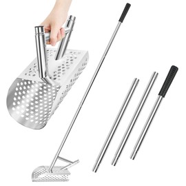 SANLIKE Sand Scoop for Metal Detecting,Heavy Duty Metal Detector Scoop with Long Handle,Stainless Steel Beach Shovel,Detecting Tool,Treasure Finds Scoop, Digging Shovel Fast Sifting Shovel