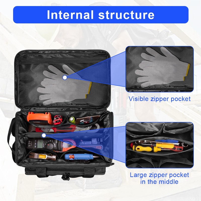 Tool Bag for Men, Tool Box Organiser with Anti-friction and