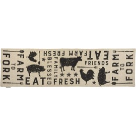 Primitives by Kathy 39418 Black and White Cotton Table Runner, 56 x 15-Inches, Farmhouse