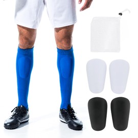 Mini Shin Pads Children's Football Set, Shock-Absorbing Padded with Storage Bag, Black & White, 2 Pairs, Ultralight Leg Protection Accessories for Boys Girls Training & Tournament