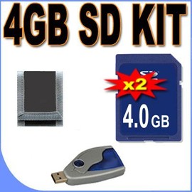 Two 4GB SD Secure Digital Memory Cards BigVALUEInc Accessory Saver Bundle + USB SD Card Reader for Creative Zen MP3 Player + More