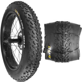 20" E-Bike Fat Tires 20 x 4.0 Folding Bead Tire for Electric Bicycles or with AV32mm Tubes Compatible Wide Mountain Snow Bike Tire (1 Tire No Tube)