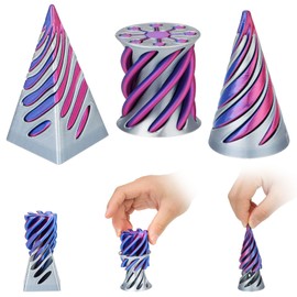 NIXRET Impossible Cone 3Pack, 3D Printed Spiral Cone Fidget Toy Mini Stress Relief Desktop Decorations Toy For Kids Adult Gift (Silver Blue)