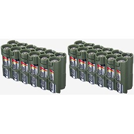 Storacell 12AAMG AA Battery Caddy, Military Green, Holds 12 AA Batteries (2 Pack)