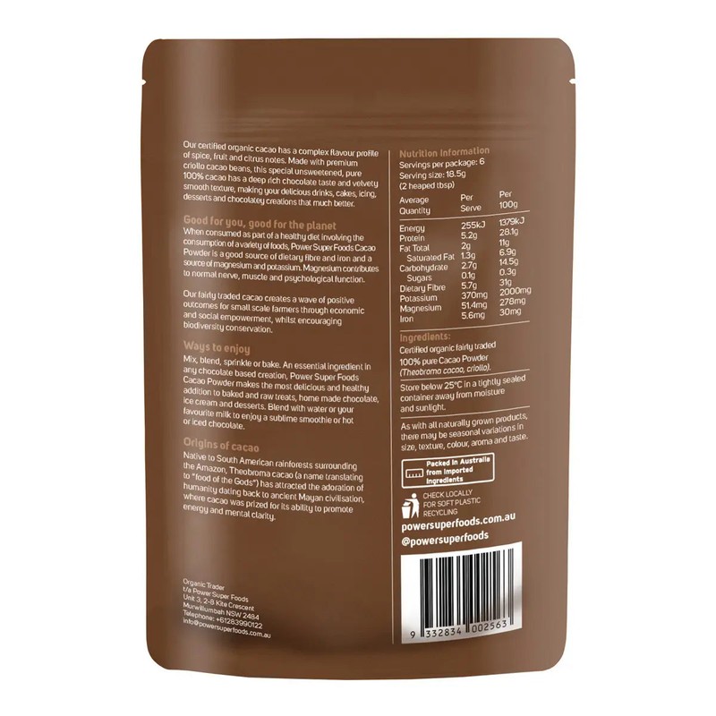 Power Super Foods Cacao Powder, 125g