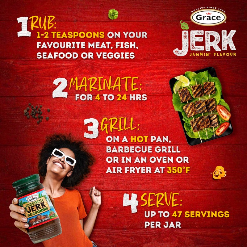Grace Jamaican Hot & Mild Jerk Seasoning (Two 10 Oz