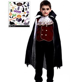 Madrugada Vampire Prince Kids Costume, Halloween, Tattoo Stickers Included, 2 Piece Set, Boys, S596, M, 43.3 - 47.2 in (110 - 120 cm)