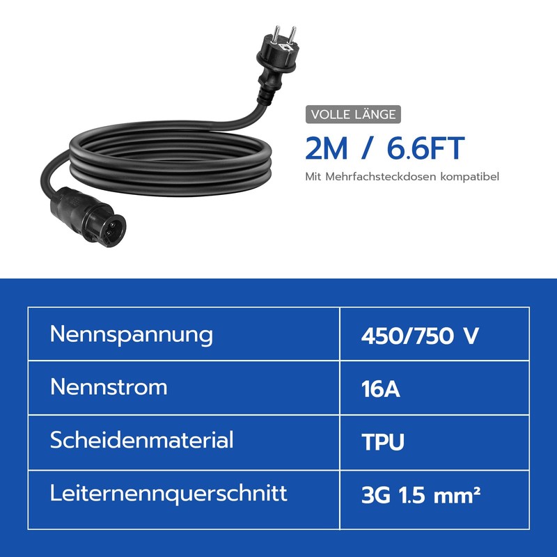 Wspiho Betteri BC01 Cable 2 m, BC-01 Female to Schuko