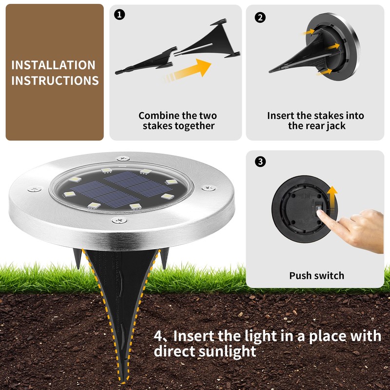 SOLPEX 20 Pack Solar Ground Lights Waterproof, Solar Powered Garden