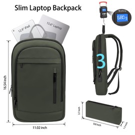 Business Backpack for Men Lightweight Commute Laptop Backpack Anti-Theft Water Resistant Backpack for 15.6 Inch Computer for Daily Office Work with Small Bag(Green)