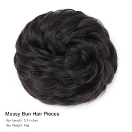 BUYOGET Messy Bun Hair Pieces For Women Hair Bun Extension Updo Curly Messy Bun Donut Hair Chignons Scrunchie Natural Black in Dark Auburn