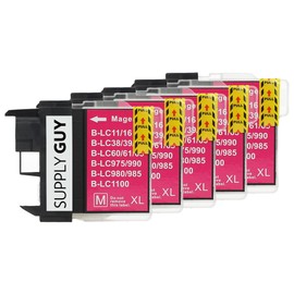 5 Printer Cartridges compatible with Brother LC-1100 (Magenta) for Brother DCP-185-C DCP-380 DCP-383-C DCP-385-C DCP-387-C DCP-395-CN DCP-585-CW DCP-6690-CW DCP-J-715-W MFC-490-CN MFC-490-CW MFC-490 MFC-5490-CN MFC-5890-CN MFC-5895-CW MFC-6490-CW MFC-669