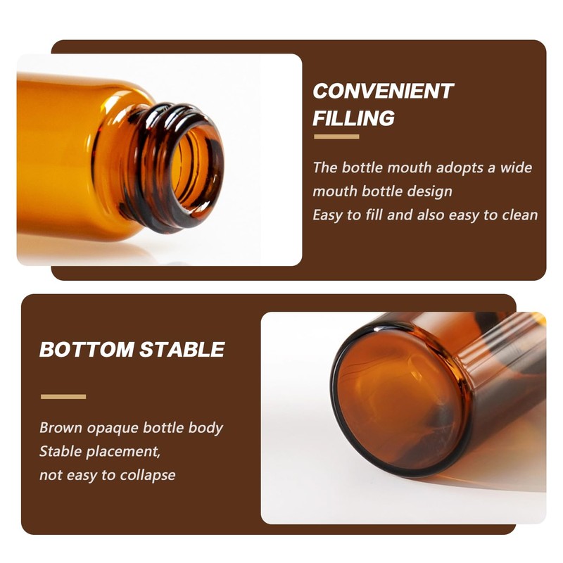 TOPWEL 100pcs (1/4 dram) 1ml Amber Glass Essential Oil Bottle