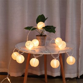 TIGOMOOV Lantern String Lights Plug in, Outdoor White Lights String 9.83FT Pack of 10 Nylon Lantern String Lights for Patio,White Lights String for Bedroom(Lanterns Need Simple Assembly)