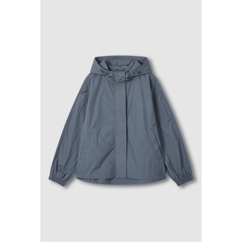 JAJU [JAJU] Women's Crisp Hood Short Jumper_Blue Grey