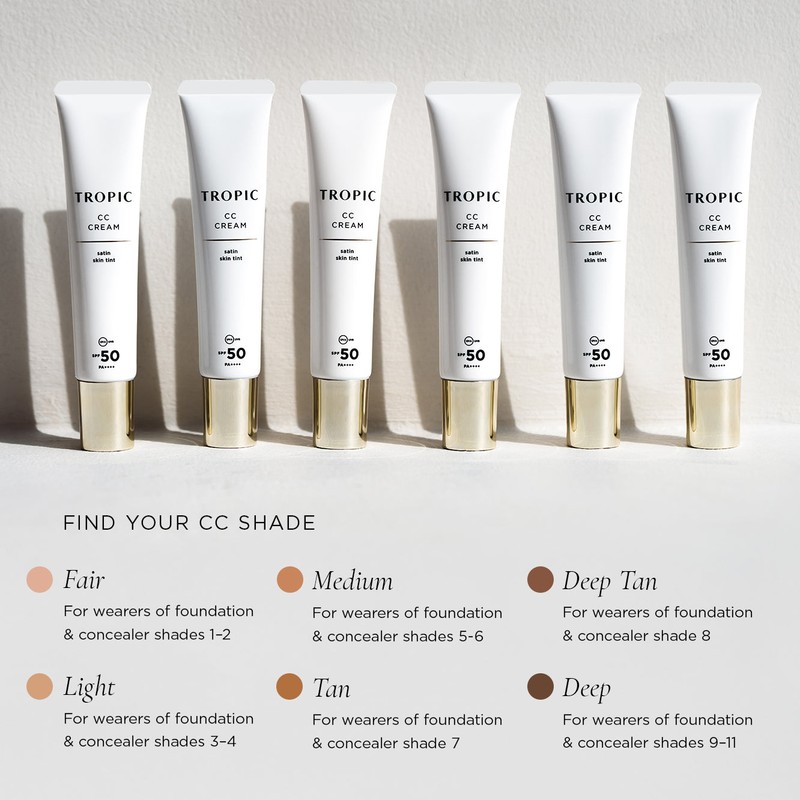 Tropic Skincare CC Cream Satin Skin Tint, Fair (Fair with