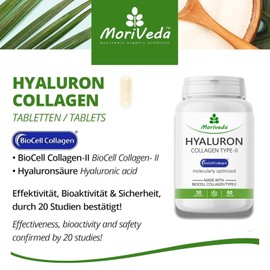 MoriVeda BioCell Collagen Kapseln - 2 Monate Vorrat - mit Collagen Type-II Hyalurons?ure und Chondroitinsulfat - hohe Bioverfgbarkeit fr Haut Haare & Gelenke - von MoriVeda - 2 x 60 Kapseln