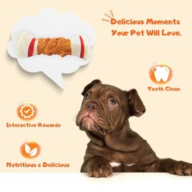 PETPURO Chicken Wrap Knotted Bones Dog Chews, Long Lasting Dog Bones Beefhide Rawhide Treats for Aggressive Chewers Large Dogs Training