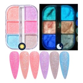 TBRZTR Polvo Luminoso De Purpurina Para Uñas, Polvo De Pigmento De