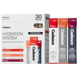 Cadence Electrolyte Hydration Sachets Variety Pack - Daily Hydration Kit - Essential Electrolytes Powder - Daily, Energy, Sleep Recovery Formula for Rehydration - Vegan, Keto - 30 Sachets