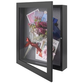 Frametory, 11x14 Shadow Box Frame - Front Opening - 2 inch Depth Display Box for Wall and Tabletop Display- Memory Box, 6 Pins Included (11x14, Black)